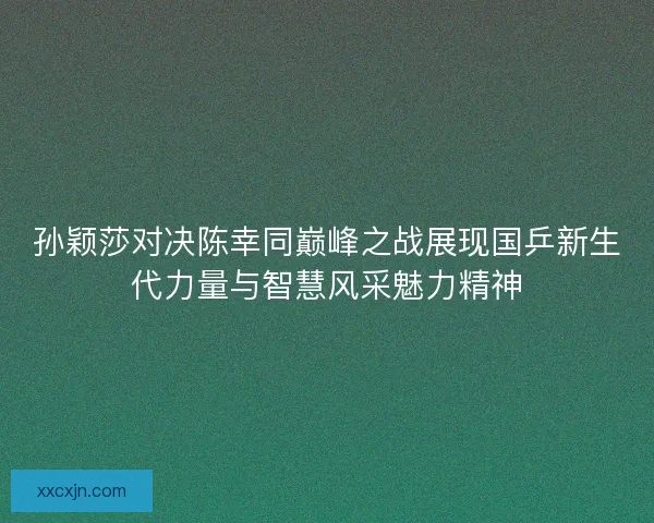 孙颖莎对决陈幸同巅峰之战展现国乒新生代力量与智慧风采魅力精神