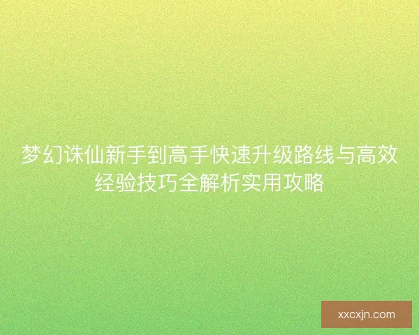 梦幻诛仙新手到高手快速升级路线与高效经验技巧全解析实用攻略