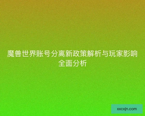 魔兽世界账号分离新政策解析与玩家影响全面分析